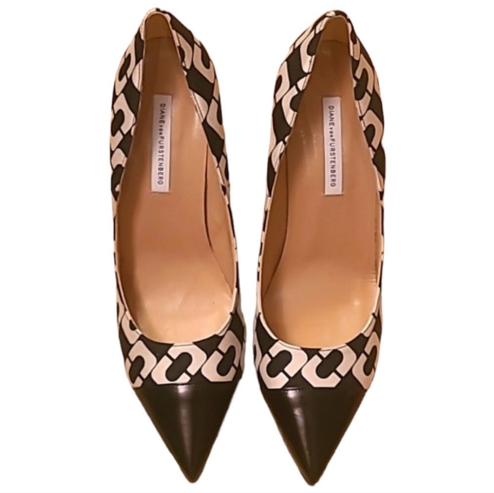 Diane Von Furstenberg Black White Heel Size 10 - Picture 4 of 10